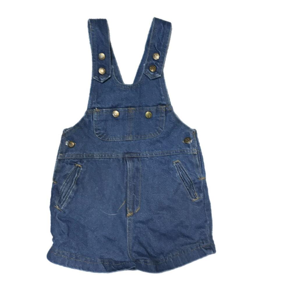 Vintage kids happy kids blue denim overalls (2t)